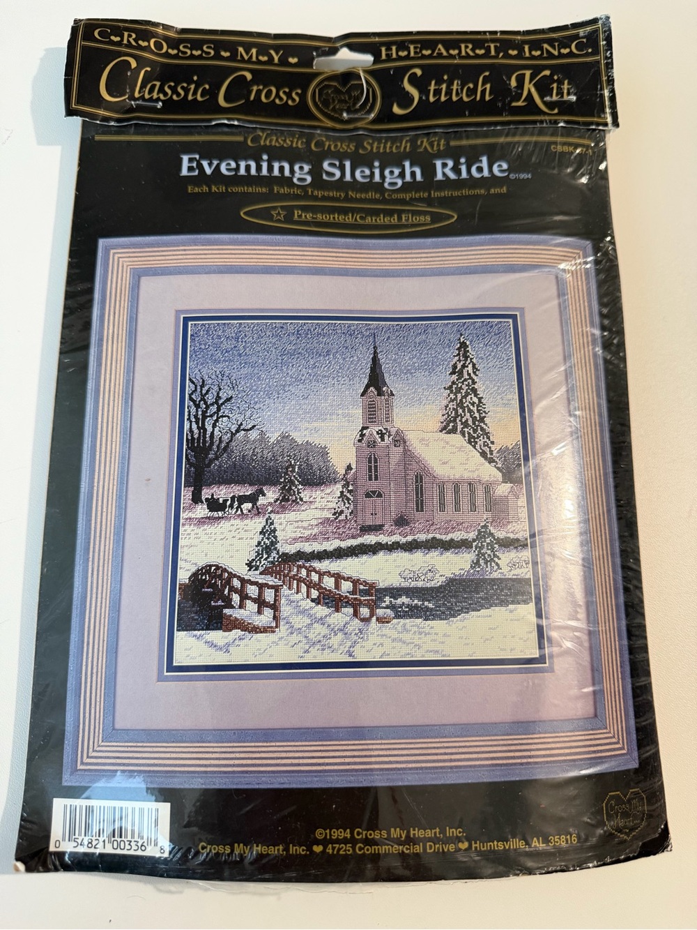 Vintage 1994 "Evening Sleigh Ride" Classic Cross Stitch Kit by Cross My Heart